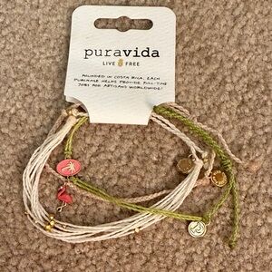 Pura Vida Pink and Green Charm Bracelets